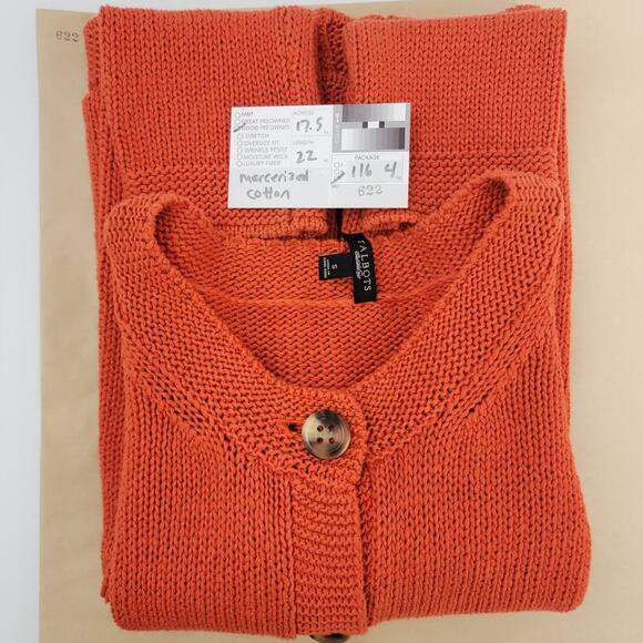 Talbots Cardigan Orange Red Knit Coastal Grandma Mercerized Cotton Small 622 - Picture 10 of 11